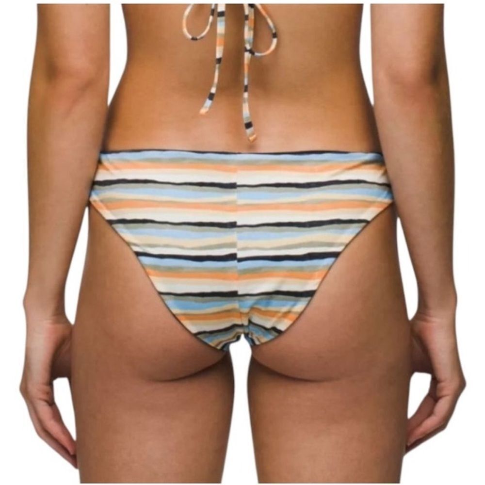 Prana Gemma Reversible Swim Bottom Bikini Sz L Water Stripe Beach Bikini NEW - Picture 2 of 9